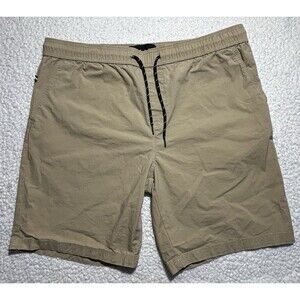 Edgar + Ash Men Shorts Size L Tan Khaki Elastic Waist Cotton Stretch Pull On